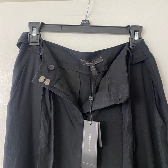BCBG black Lyocell Wide Leg black High Rise paperbag trouser dress pants - Picture 7 of 8